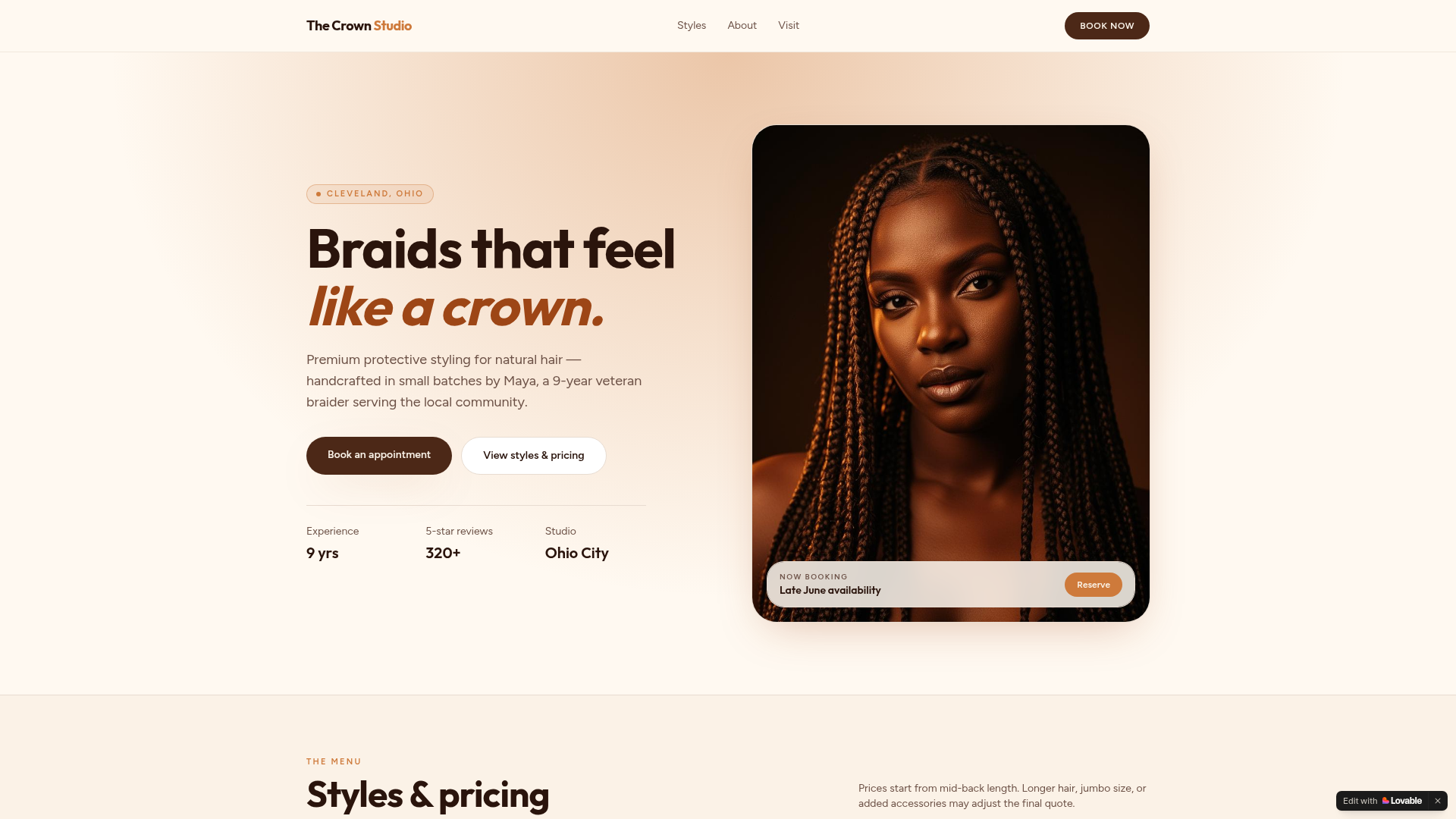 Hairstylist Website preview