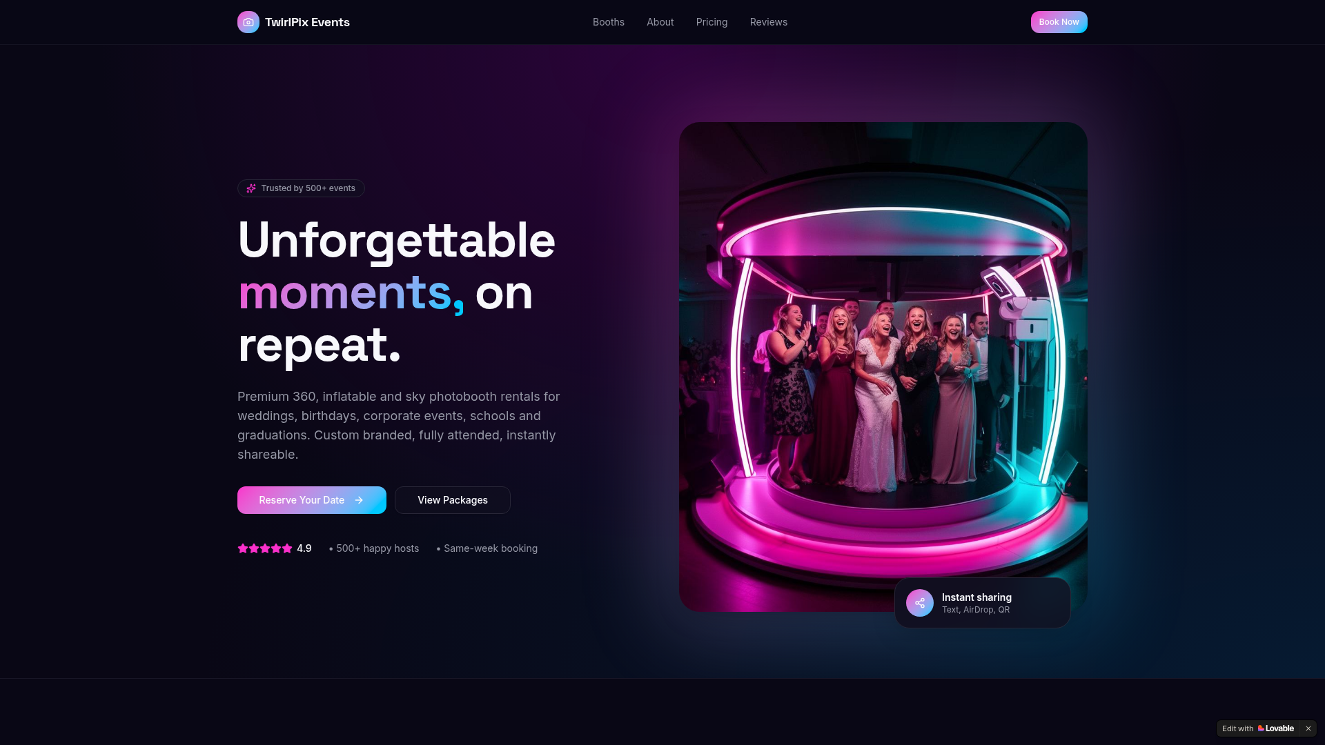 Photobooth Website preview